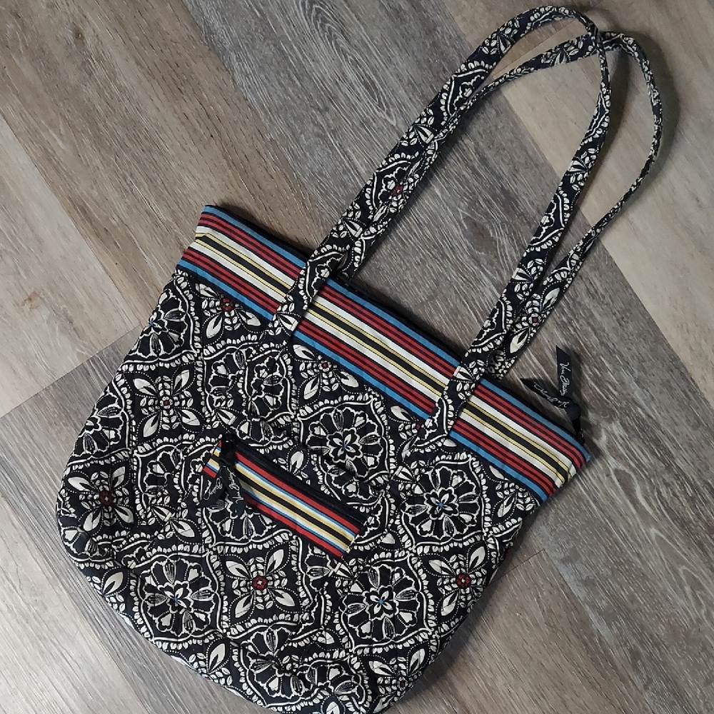Stylish Vera Bradley Black and White Patterned Tote Bag